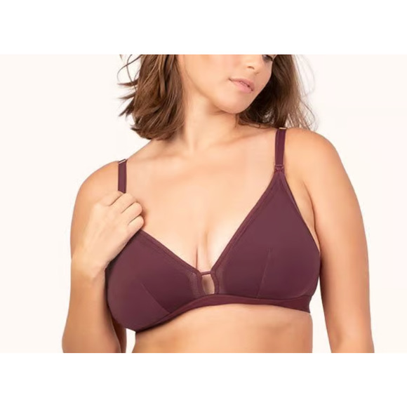 Lively Busty Nursing Bra Mesh Trim Bralette | Plum | Sz 1, 30DD-32DDD - Picture 4 of 7
